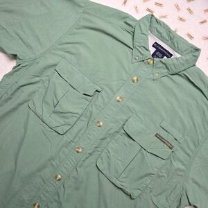 ExOfficio Adventure Fishing Vented Shirt‎ XL Green Short Sleeve Outdoor Travel